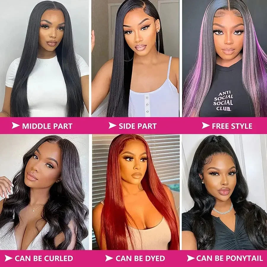 Straight hd lace frontal wig 13x6 human hair for black women 13x4 transparent lace front wigs 40 inch Straight Brazilian wig