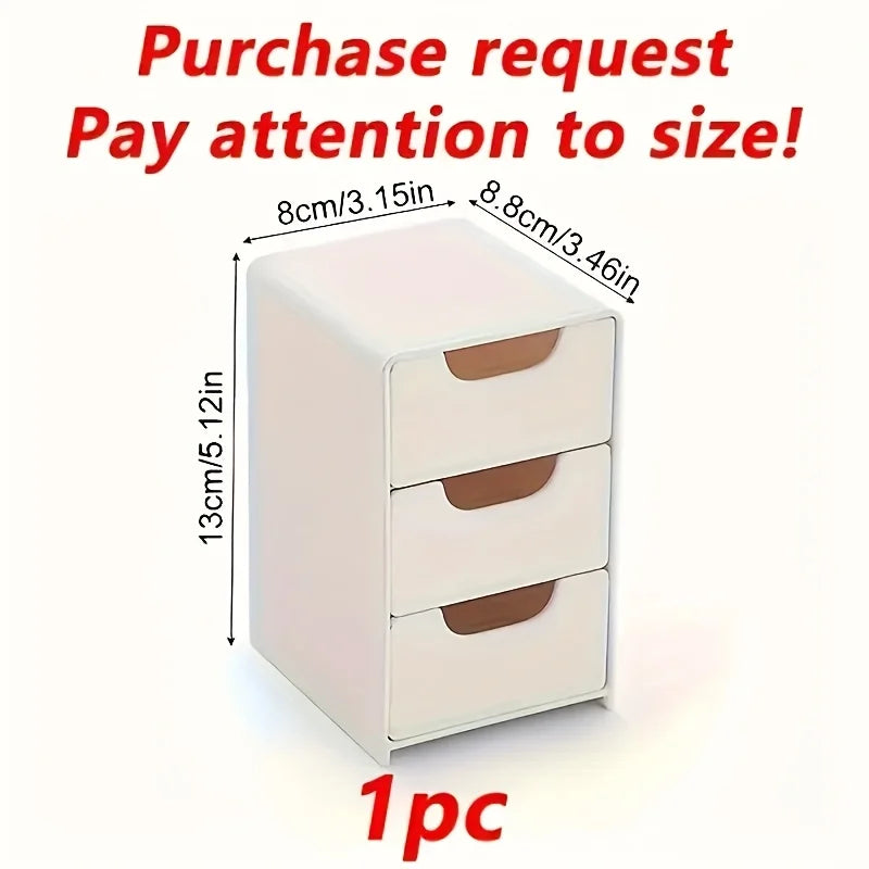 Chic 3-Tier Desk Organizer with Drawers - Ideal for Office Supplies, Jewelry & Cosmetics Storage - Portable Divider Box