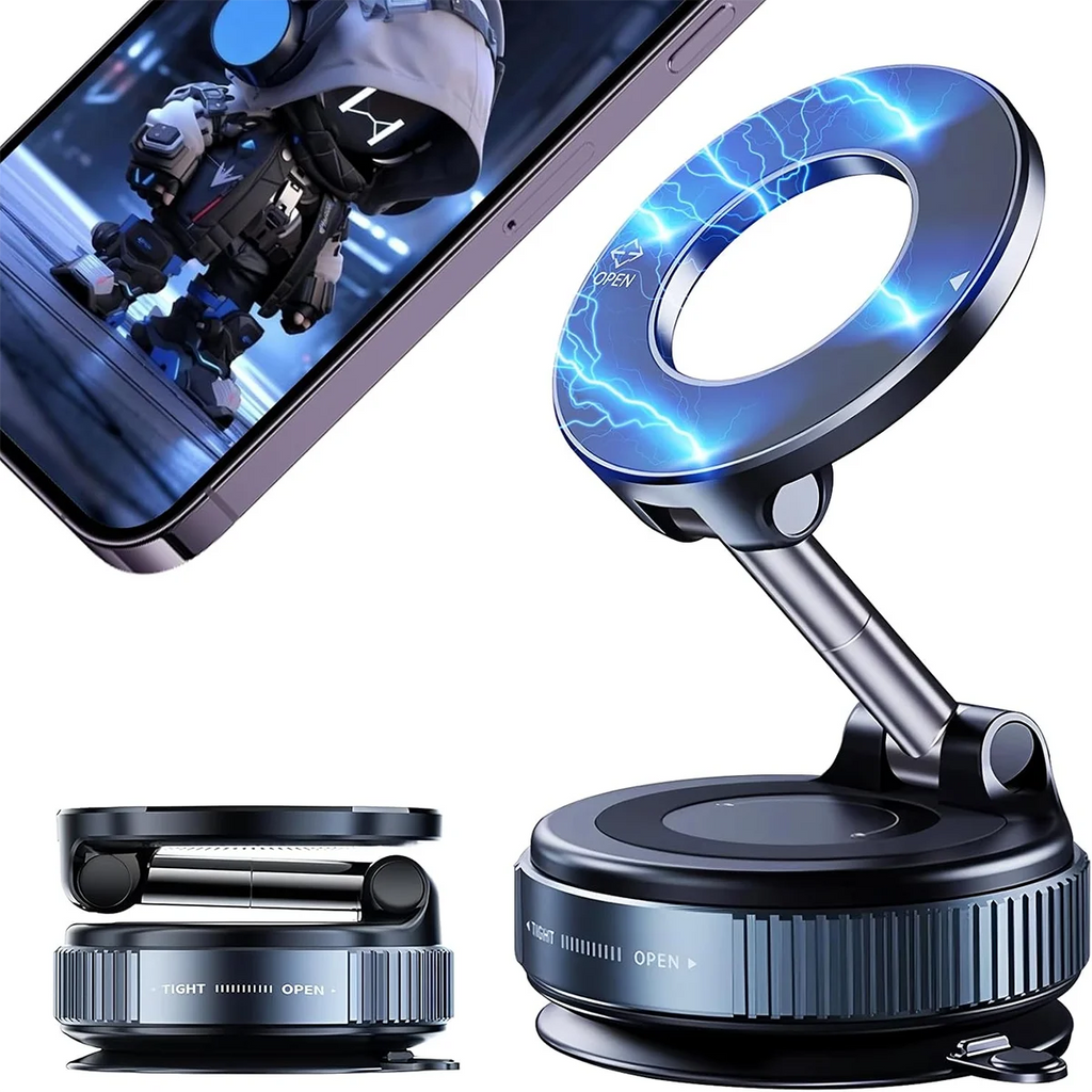 Car Mount Electric Vacuum Magnetic Holder Foldable Strong Suction Stand For Cell Phone For iphone 12 13 14 15 16 Live Streaming