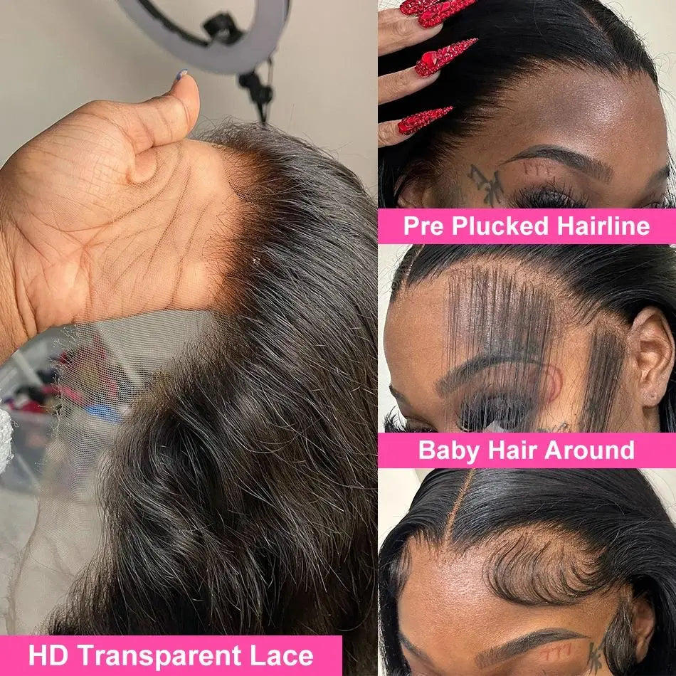 Straight hd lace frontal wig 13x6 human hair for black women 13x4 transparent lace front wigs 40 inch Straight Brazilian wig