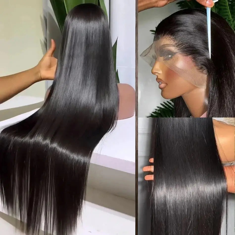 Straight hd lace frontal wig 13x6 human hair for black women 13x4 transparent lace front wigs 40 inch Straight Brazilian wig