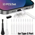 Cell Phone Charging Port Dust Plug with Cleaning Brush for IPhone 17 16 15 14Pro Max Plus Samsung Xiaomi IOS Type C Cleaner Set