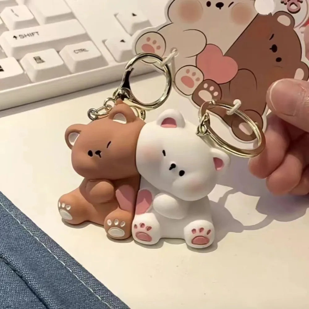 Creative Cat Keychain High Quality Mini Resin Couple Key Chain Cute School Bag Pendant Women