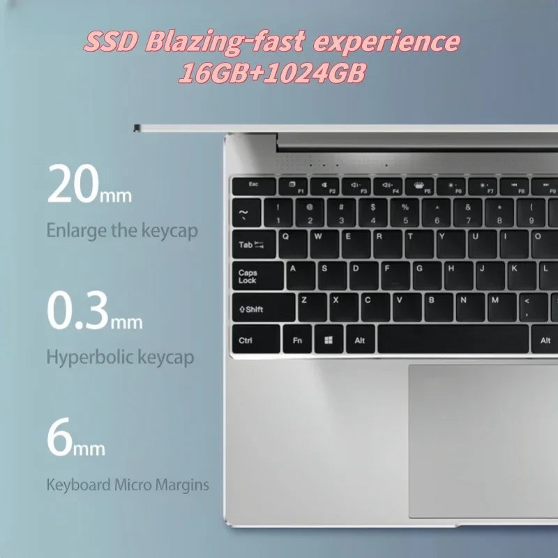 Windows 11 Pro New Ultra Slim 14.1 Laptop Intel N3700 16GB RAM 2TB SSD 1920*1080 Display Gaming Office Study PC