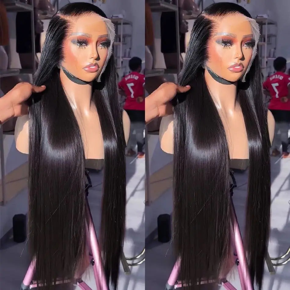 Straight hd lace frontal wig 13x6 human hair for black women 13x4 transparent lace front wigs 40 inch Straight Brazilian wig
