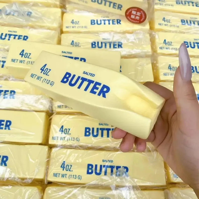 1/2PC anti pressure butter stick decompression plush toy slowly rising soft clay squeezing elastic cheese stick prank toy