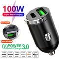 2025 200W mini car charger fast charging for iPhone QC3.0 mini PD USB Type C car mobile phone charger for Xiaomi Samsung Huawei
