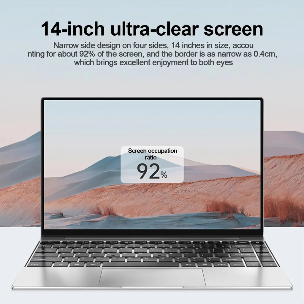 Windows 11 Pro New Ultra Slim 14.1 Laptop Intel N3700 16GB RAM 2TB SSD 1920*1080 Display Gaming Office Study PC