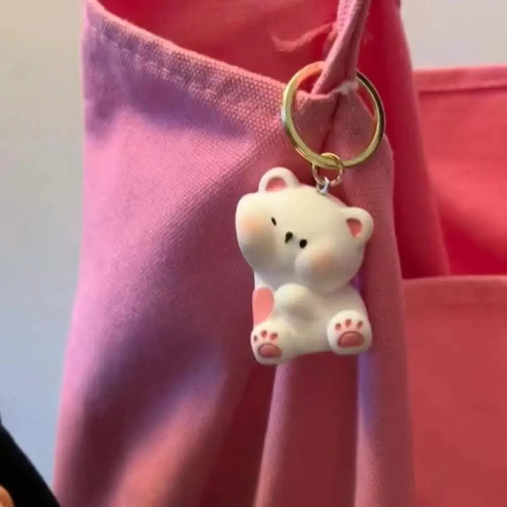 Creative Cat Keychain High Quality Mini Resin Couple Key Chain Cute School Bag Pendant Women