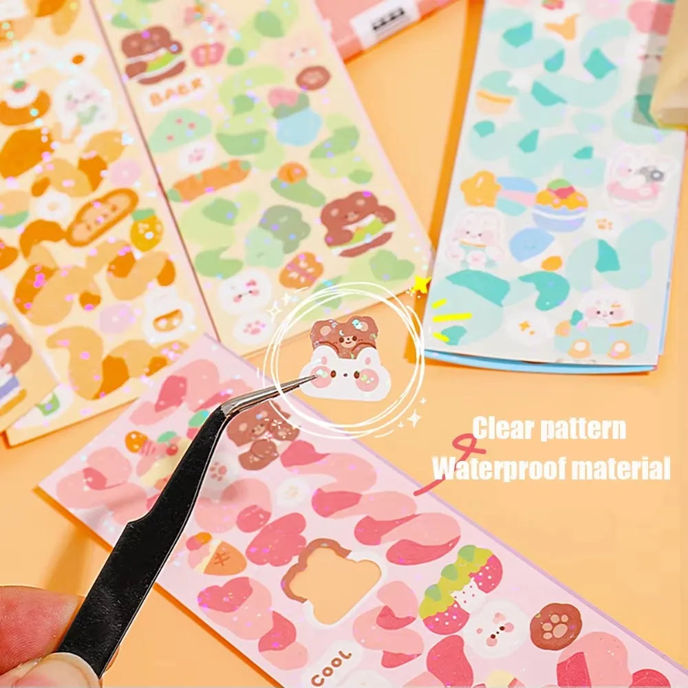 20-200 PCS Cute Stickers Goo Card Kawaii Cartoon Laser Sticker No repeat for Diary Kid DIY School Students Decoration Stationery
