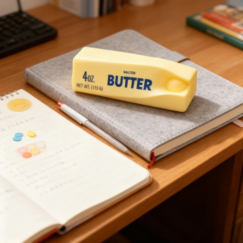 1/2PC anti pressure butter stick decompression plush toy slowly rising soft clay squeezing elastic cheese stick prank toy