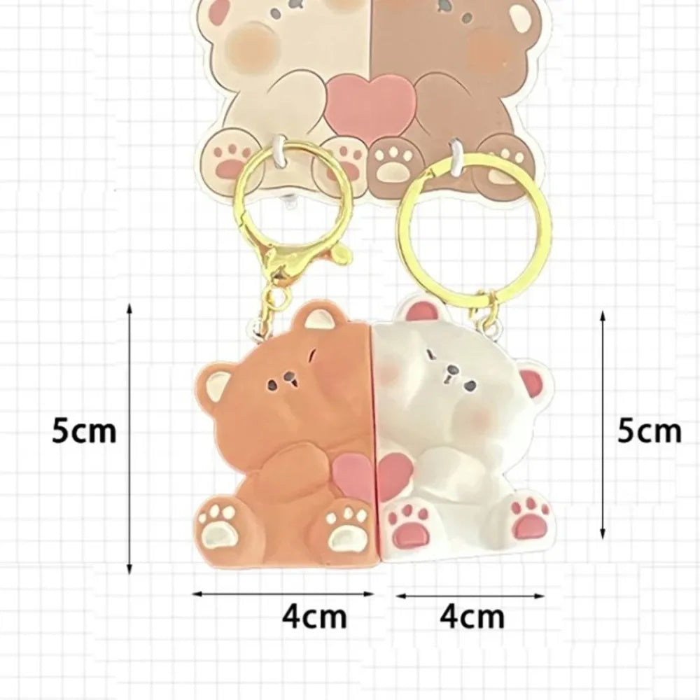 Creative Cat Keychain High Quality Mini Resin Couple Key Chain Cute School Bag Pendant Women