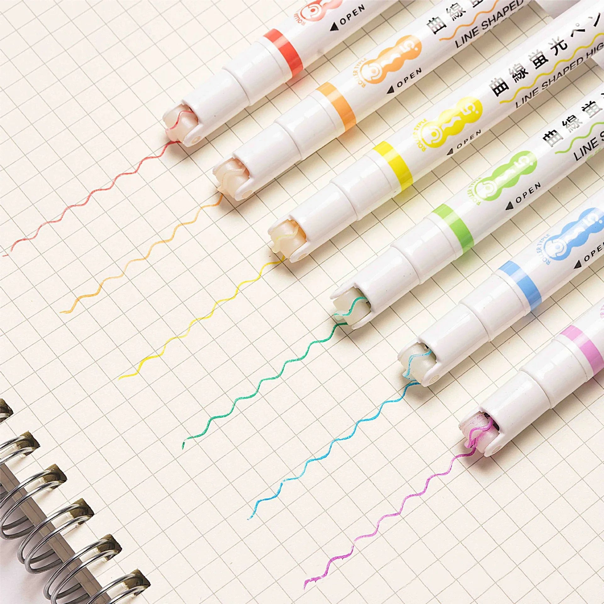 6Pcs Set Flower Shape Outline Pens Highlighter Marker Curve Roller Tip Pen Cute Stationery Kawaii Graffiti School Accessories
