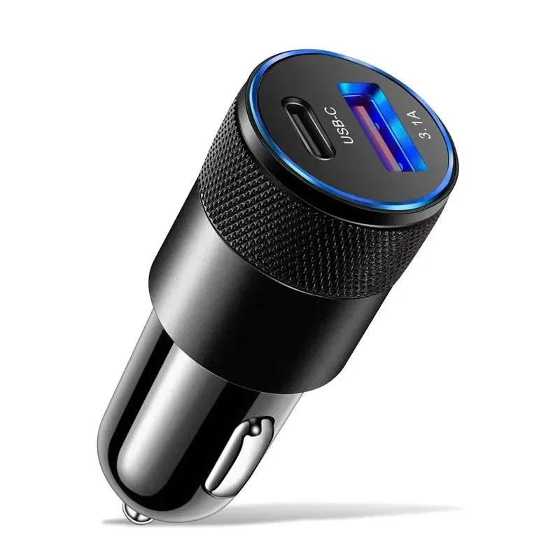 2025 200W mini car charger fast charging for iPhone QC3.0 mini PD USB Type C car mobile phone charger for Xiaomi Samsung Huawei