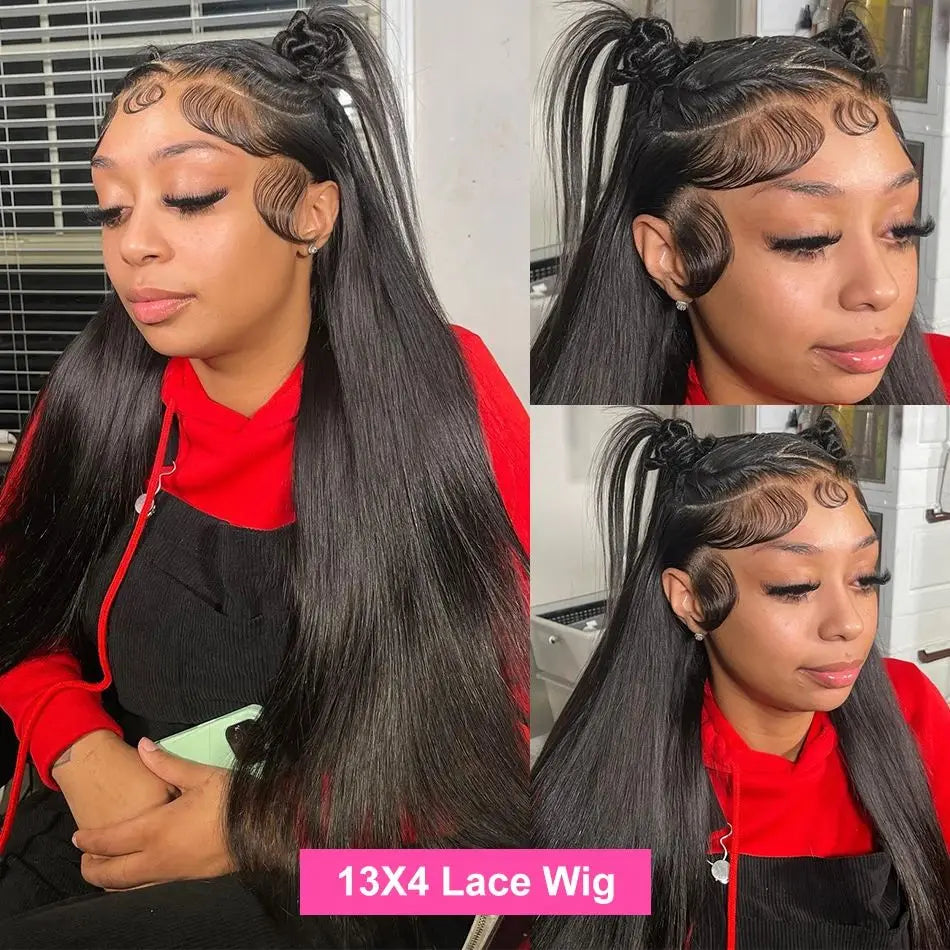 Straight hd lace frontal wig 13x6 human hair for black women 13x4 transparent lace front wigs 40 inch Straight Brazilian wig