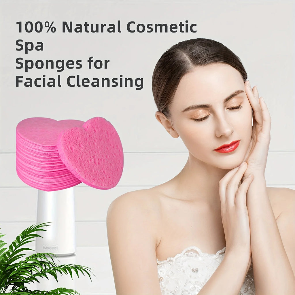 20 Pieces Facial Sponges Heart Shape Compressed Facial Natural Facial Cleansing Pads Exfoliating For Cleansing Reusable
