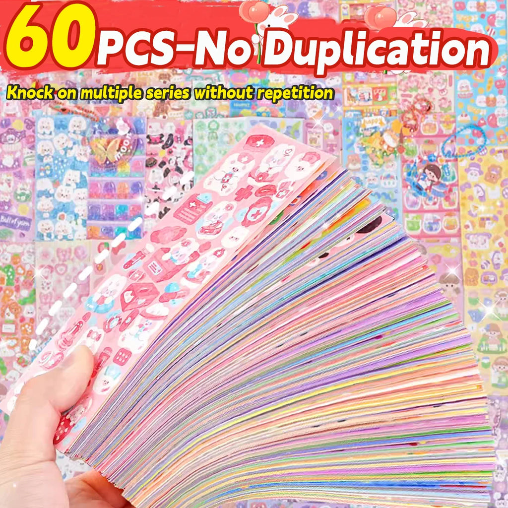 20-200 PCS Cute Stickers Goo Card Kawaii Cartoon Laser Sticker No repeat for Diary Kid DIY School Students Decoration Stationery