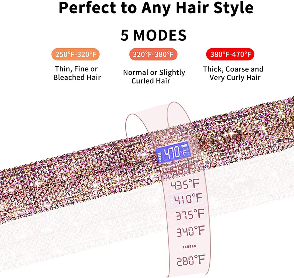 Hair Straightener Rhinestone Titanium Flat Iron Profession Salon Hair Straightening and Curling Iron